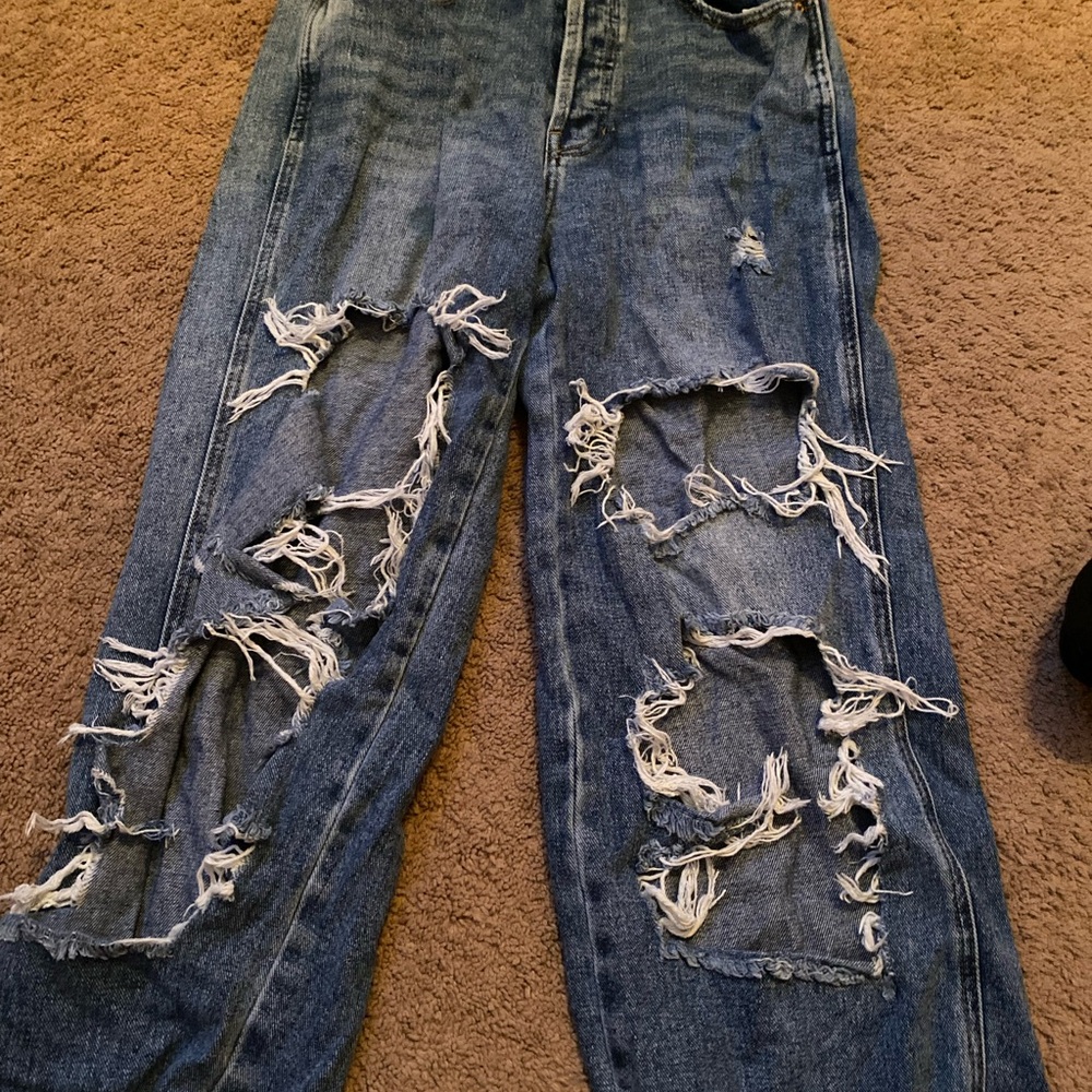 Distressed Blue Jeans